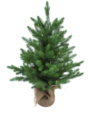 L'albero di Natale artificiale Mini "Lillemor" 60 cm (100% PE) ha rami fitti e verdi in un vaso avvolto in iuta e luci LED intelligenti, che aggiungono fascino festoso a qualsiasi stanza.