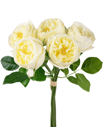 Bouquet di Rose finte "Carmen" Real Touch Cream bianco 36 cm