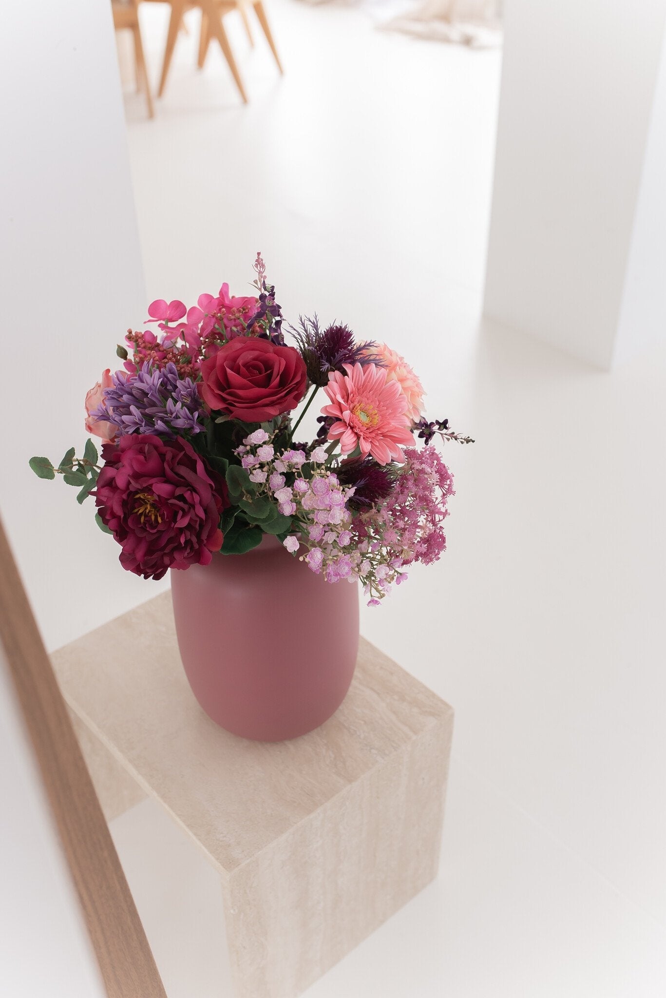 Composizione fiori finti Violet Velvet 43 cm