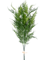 Il ramo artificiale di felce Deluxe da 127 cm ha felci artificiali alte, verde chiaro come una piuma, legate con una corda color marrone chiaro, su uno sfondo bianco semplice.