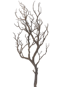 Il ramo Decorazione artistica da 89 cm presenta un albero senza foglie con molti rami sottili e sinuosi su uno sfondo bianco semplice.