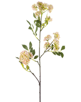 Il fiore artificiale carota selvatica 102 cm viola ha un gambo lungo e sottile con mazzi di piccoli fiori viola e foglie verdi, isolati su sfondo bianco.