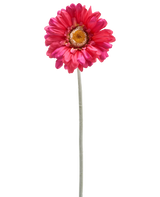 Un unico fiore di Gerbera artificiale di 53 cm bordeaux con un lungo gambo verde, isolato su sfondo bianco.
