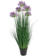 Erba artificiale viola Agapanthus onion grass vaso 90cm ignifugo