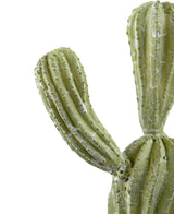Primo piano del cactus artificiale Cereus di 35 cm, che mostra i suoi bracci strutturati a coste verdi con macchie bianche su uno sfondo bianco semplice.