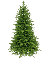 L'albero di Natale artificiale "Vinje" 100% PE è un rigoglioso albero di Natale artificiale verde con fitti rami in PE e una forma simmetrica e naturale, che si staglia senza decorazioni su un semplice sfondo bianco.