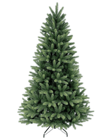 L'albero di Natale artificiale "Weideman" in PE/PVC è pieno e verde su un supporto in metallo su uno sfondo bianco, pronto per esporre le tue decorazioni natalizie preferite.