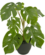 Monstera artificiale 40 cm in vaso ornamentale nero