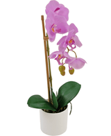 Orchidea artificiale 42 cm lilla in vaso bianco