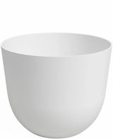 La fioriera Havanna Ø30 cm x H25 cm è un vaso da fiori semplice, bianco, rotondo con una superficie liscia e un design minimalista, mostrato vuoto su uno sfondo bianco.