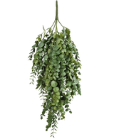 La pianta artificiale di eucalipto pensile da 76 cm ha foglie di eucalipto artificiale fitte e a cascata con forme rotonde e ovali, perfette per aggiungere verde a qualsiasi spazio.
