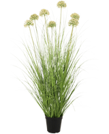 L'Erba Artificiale Cipolla 90 cm ignifuga ha foglie verdi lunghe e sottili e steli alti con grappoli rotondi di colore verde chiaro. Questa pianta artificiale ignifuga aggiunge una vegetazione duratura a qualsiasi stanza.