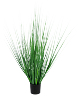 L'erba artificiale cipolla ignifuga da 100 cm ha un vaso nero con foglie verdi fitte, erette e sottili, simili a erba, perfette per aggiungere un tocco moderno a qualsiasi spazio.