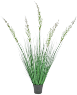 L'erba artificiale pianta di grano 120 cm ignifuga in vaso ha foglie alte ed erette e steli fioriti, che la rendono ideale per interni verdi. Questa pianta che non richiede manutenzione aggiunge una vegetazione elegante su uno sfondo bianco.