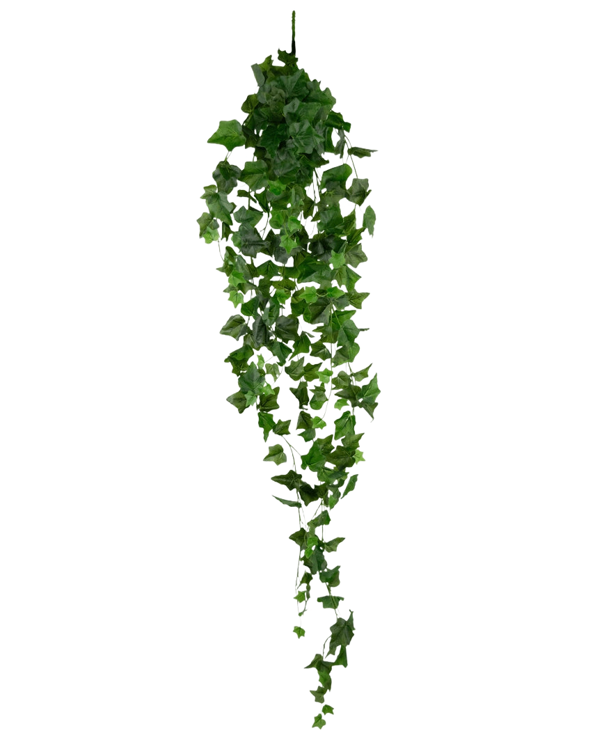 L'edera artificiale verde da 130 cm è un'edera artificiale pendente con foglie verdi a cascata su uno sfondo bianco a tinta unita.