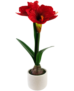 Fiore artificiale Amaryllis rosso 48 cm