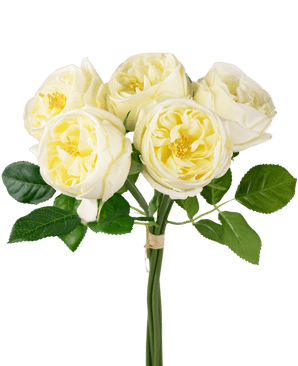 Bouquet di Rose finte "Carmen" Real Touch Cream bianco 36 cm