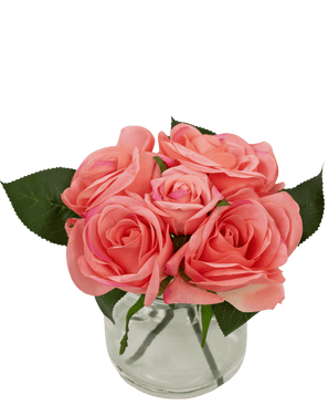 Bouquet di Rose finte Real Touch Pink 18cm