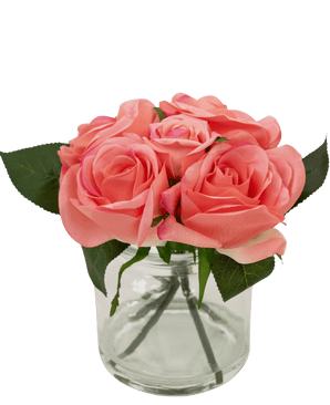 Bouquet di Rose finte Real Touch Pink 18cm