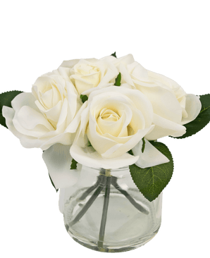 Bouquet di Rose finte Real Touch White 18cm