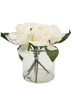 Bouquet di Rose finte Real Touch White 18cm