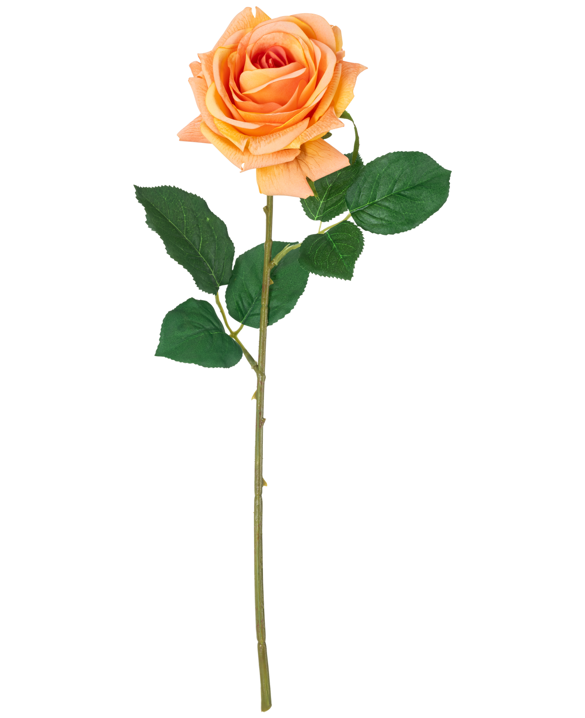 Un fiore artificiale Crystal Touch idratante rosa Real Touch pesca, alto 43 cm con foglie verdi, visualizzato su un semplice sfondo bianco.