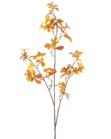 De Kunsttak Enkianthus 112 cm geel is een enkele kunsttak met meerdere stelen en gele herfstbladeren, tegen een effen witte achtergrond.