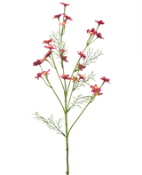 Een Kunstbloem Wilde Bloem 68 cm in donkerroze, met slanke groene stelen, vederlichte bladeren en meerdere kleine felroze bloemen op een witte achtergrond.