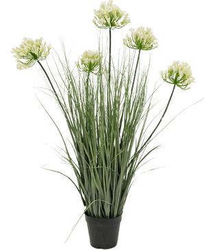 Erba artificiale bianca Agapanthus onion grass vaso 90cm ignifugo