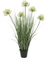 Erba artificiale bianca Agapanthus onion grass vaso 90cm ignifugo