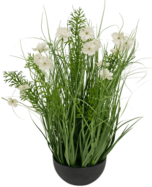 Erba artificiale bianca Gesang Fiore erba cipolla vaso 56cm ignifugo