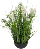 Erba artificiale bianca Gesang Fiore erba cipolla vaso 56cm ignifugo