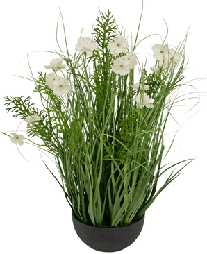 Erba artificiale bianca Gesang Fiore erba cipolla vaso 56cm ignifugo