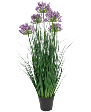 Erba artificiale viola Agapanthus onion grass vaso 90cm ignifugo