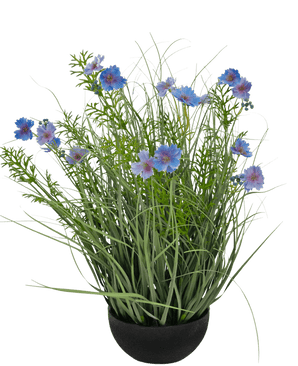 Erba artificiale viola Gesang Fiore erba cipolla vaso 56cm ignifugo