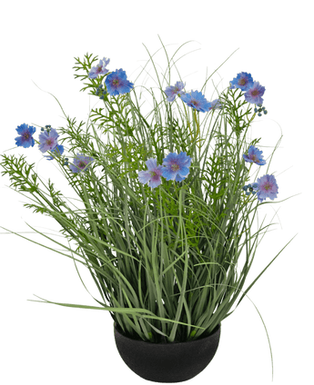 Erba artificiale viola Gesang Fiore erba cipolla vaso 56cm ignifugo