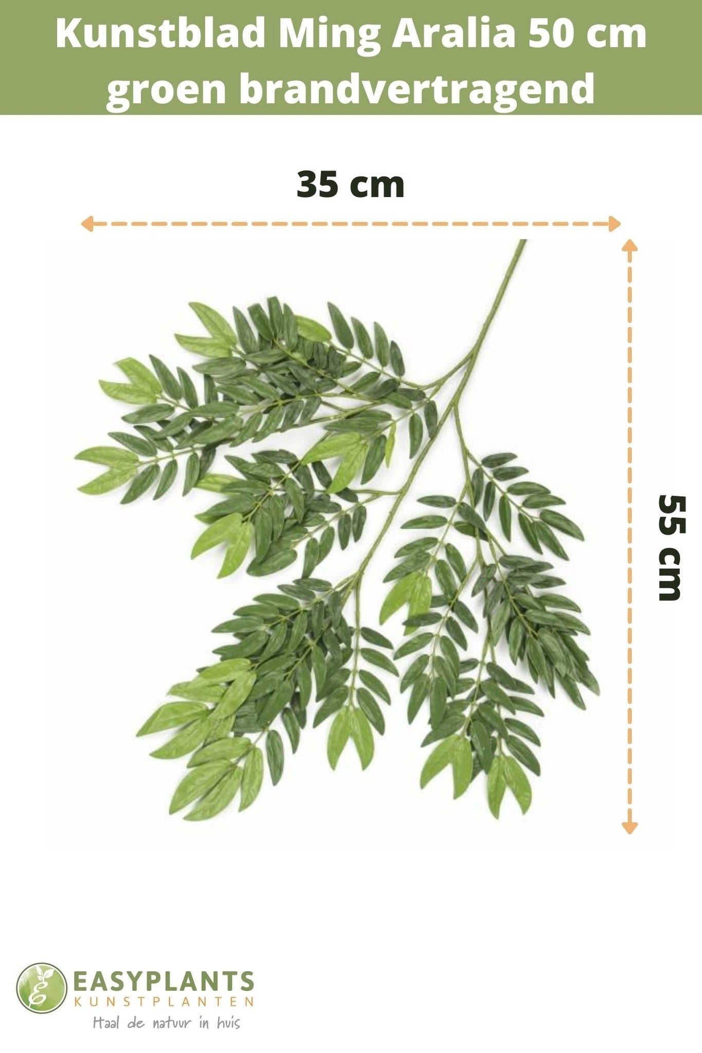 Foglia artificiale Ming Aralia 50 cm verde ignifuga