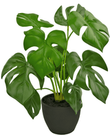 Monstera artificiale 40 cm in vaso ornamentale nero