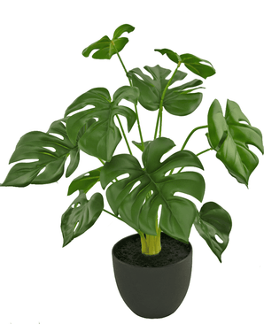 Monstera artificiale 42 cm in vaso ornamentale nero