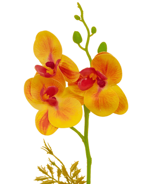 Orchidea artificiale 28 cm giallo/rosso in vaso