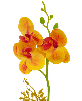 Orchidea artificiale 28 cm giallo/rosso in vaso