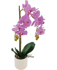 Orchidea artificiale 52 cm lilla in vaso bianco