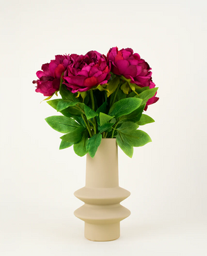 Composizione fiori finti Peony Aubergine 39 cm