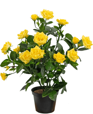 Piante Finte Mini Rose 35 cm giallo