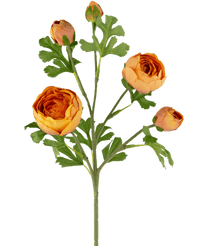 Ramo artificiale Ranunculus x5 Real Touch arancione 62 cm