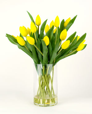 Bouquet di tulipani artificiali in vaso giallo 45 cm