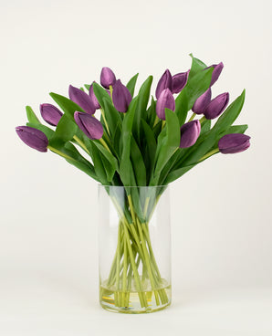 Bouquet artificiale di seta Tulipani in vaso Viola