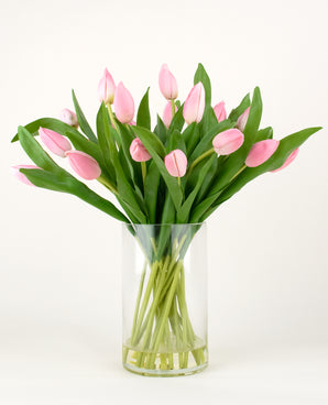 Bouquet di tulipani artificiali in vaso rosa 45 cm