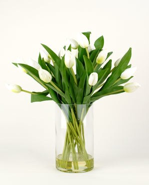 Bouquet di tulipani artificiali in vaso bianco 45 cm