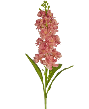 Il fiore artificiale Violier rosa da 78 cm è un fiore artificiale rosa con fiori multipli e foglie verdi, presentato su uno sfondo bianco.